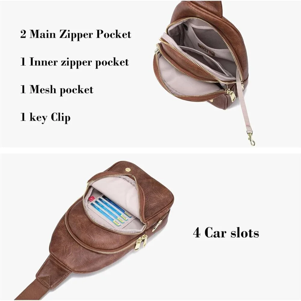 Crossbody Sling Bag Faux Leather Small Purse for Travel Casual Women